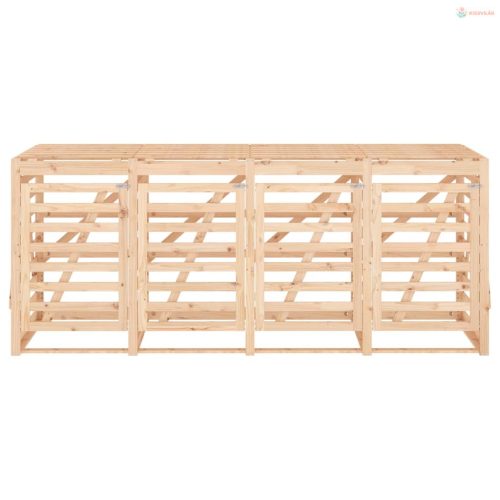 Négyes tömör fenyőfa görgős szemeteskuka-tároló