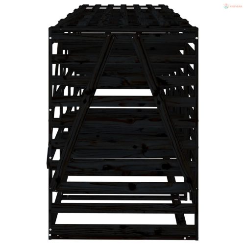 Négyes fekete tömör fenyőfa görgős szemeteskuka-tároló