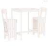 Fehér 3 részes tömör fenyőfa kerti bárszett