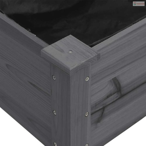 Szürke tömör fenyőfa kerekes ültetőláda béléssel 71x37x80 cm