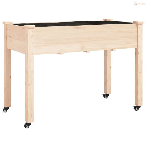 Tömör fenyőfa kerekes ültetőláda béléssel 118x59x80 cm