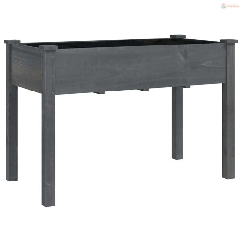 Szürke tömör fenyőfa kerekes ültetőláda béléssel 118x59x80 cm