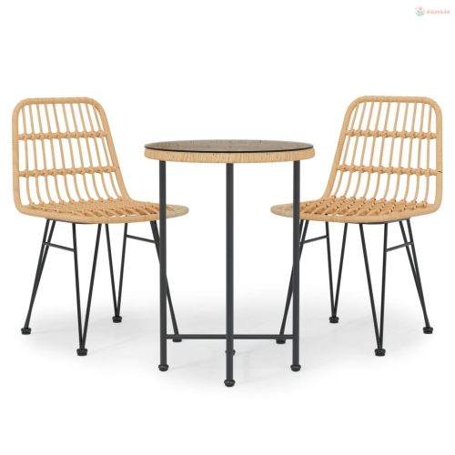 3 részes polirattan kerti étkezőgarnitúra