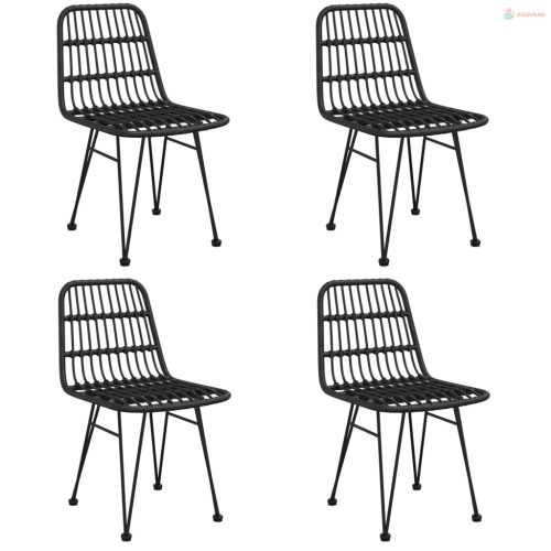 5 részes fekete polyrattan kerti étkezőgarnitúra