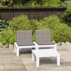 2 részes fehér műanyag kerti ülőgarnitúra párnákkal