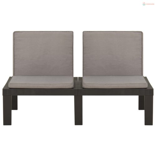 2 részes szürke műanyag kerti ülőgarnitúra párnákkal