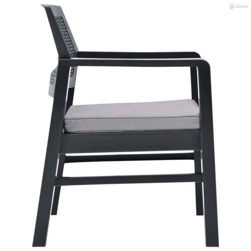 3 részes szürke műanyag kerti ülőgarnitúra párnákkal