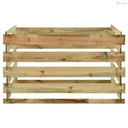 Lécezett impregnált fenyőfa kerti komposztáló 120x120x70 cm