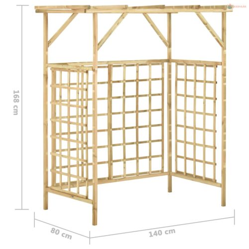 Impregnált fenyőfa kerti pergola 2 szemeteskukához