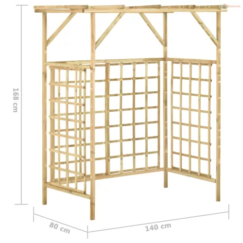 Impregnált fenyőfa kerti pergola 2 szemeteskukához