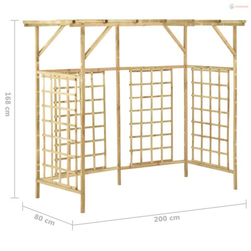 Impregnált fenyőfa kerti pergola 3 szemeteskukához
