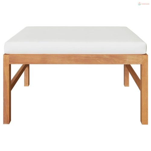 3 részes tíkfa kerti ülőgarnitúra krémszínű párnákkal