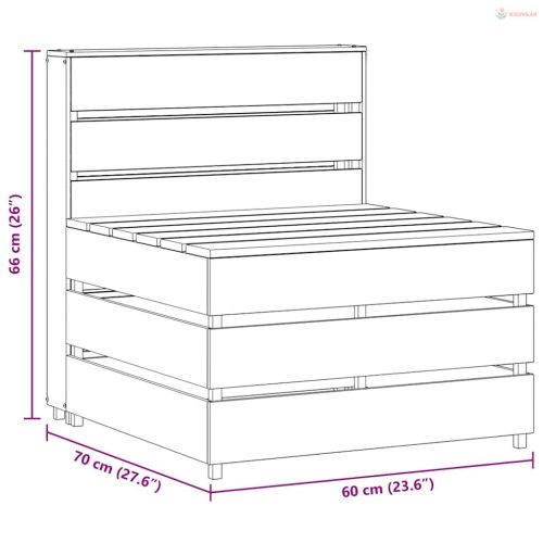 Szürke impregnált fenyőfa kerti középső raklapkanapé