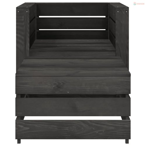 2 részes szürke impregnált fenyőfa kerti raklap-ülőgarnitúra