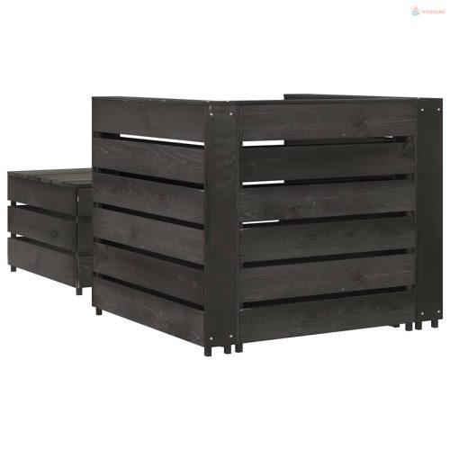 2 részes szürke impregnált fenyőfa kerti raklap-ülőgarnitúra