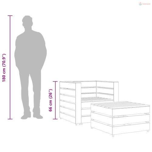 2 részes barna impregnált fenyőfa kerti raklap-ülőgarnitúra