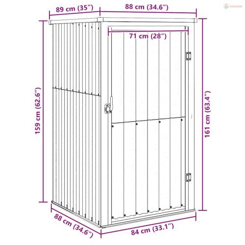 Szürke horganyzott acél kerti szerszámtároló 88 x 89 x 161 cm