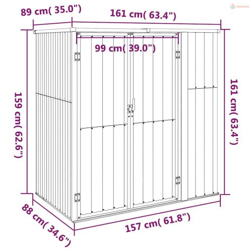 Antracit horganyzott acél kerti szerszámtároló 161x89x161 cm
