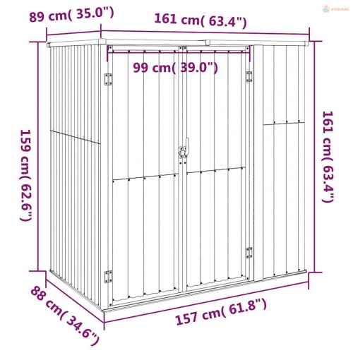 Barna horganyzott acél kerti szerszámtároló 161 x 89 x 161 cm