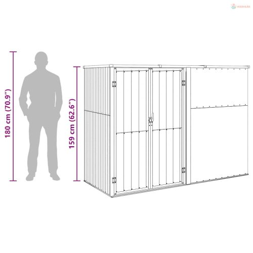 Szürke horganyzott acél kerti szerszámtároló 225 x 89 x 161 cm