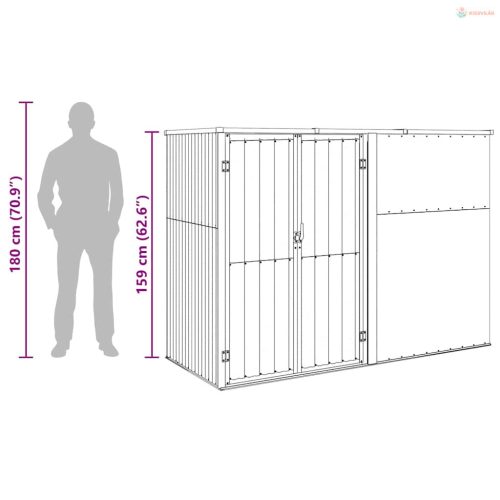 Barna horganyzott acél kerti szerszámtároló 225 x 89 x 161 cm