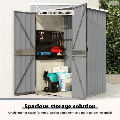 Szürke acél falhoz erősíthető kerti fészer 118x100x178 cm