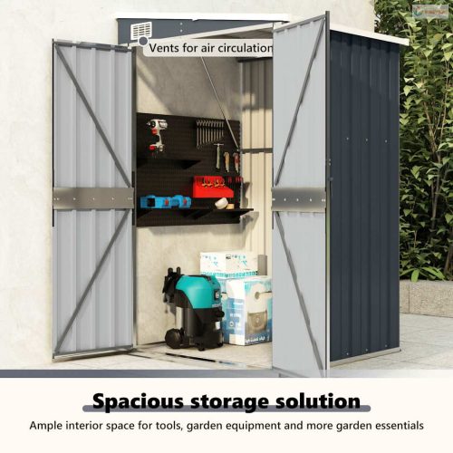 Antracitszürke acél falhoz erősíthető fészer 118x100x178 cm