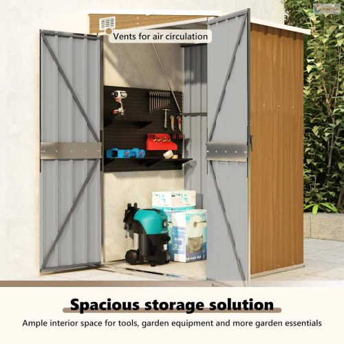 Barna acél falhoz erősíthető kerti fészer 118x100x178 cm