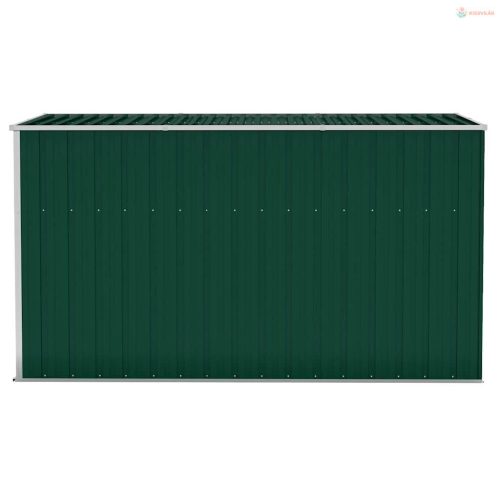 Zöld acél falhoz erősíthető kerti fészer 118 x 288 x 178 cm