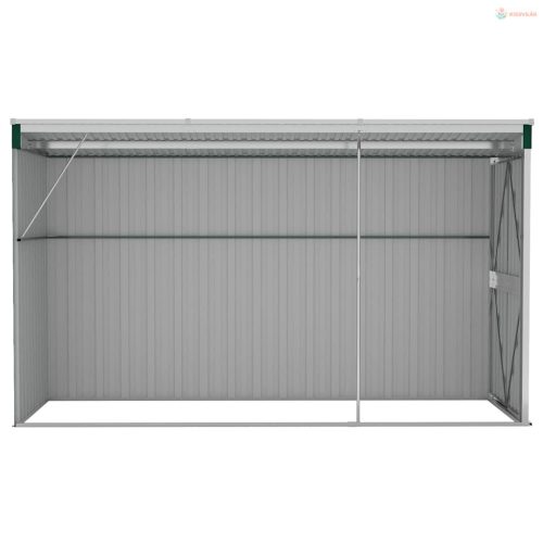 Zöld acél falhoz erősíthető kerti fészer 118 x 288 x 178 cm