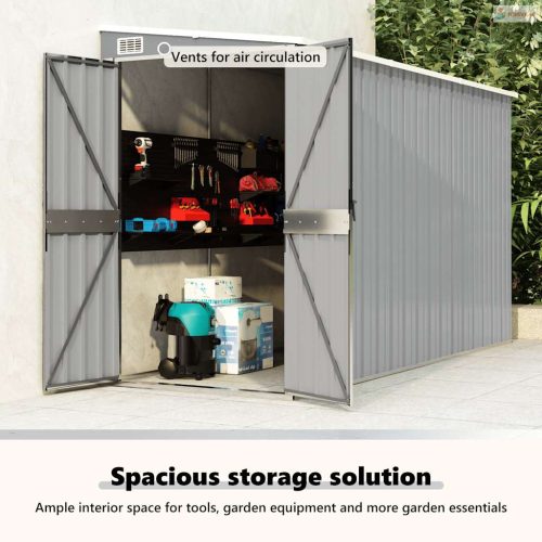 Szürke acél falhoz erősíthető kerti fészer 118 x 288 x 178 cm