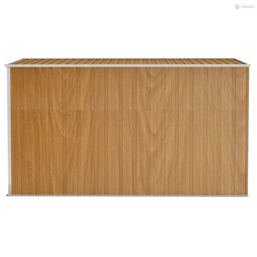 Barna színű, falra szerelhető kerti fészer 118 x 288 x 178 cm horganyzott acélból