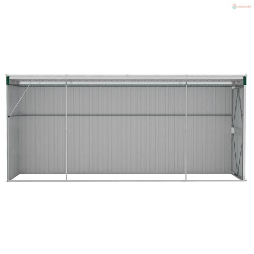 Zöld acél falhoz erősíthető kerti fészer 118 x 382 x 178 cm