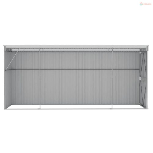 Szürke acél falhoz erősíthető kerti fészer 118 x 382 x 178 cm