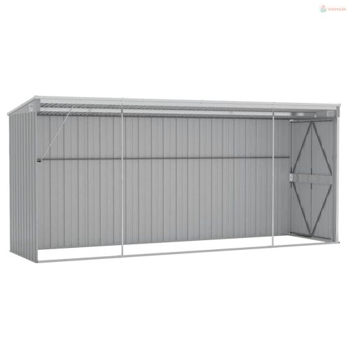 Szürke acél falhoz erősíthető kerti fészer 118 x 382 x 178 cm