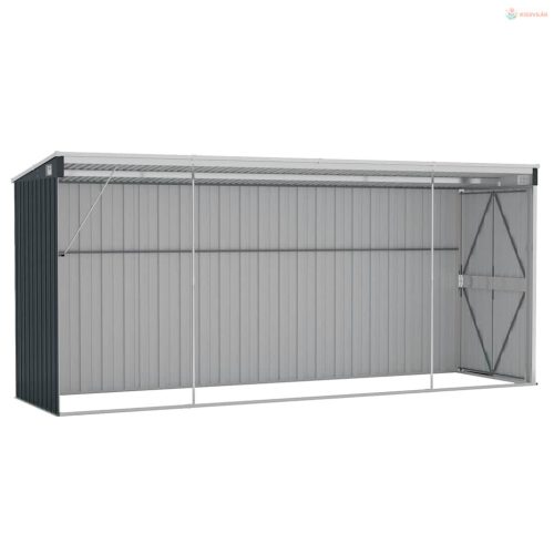 Antracitszürke acél falhoz erősíthető fészer 118 x 382 x 178 cm