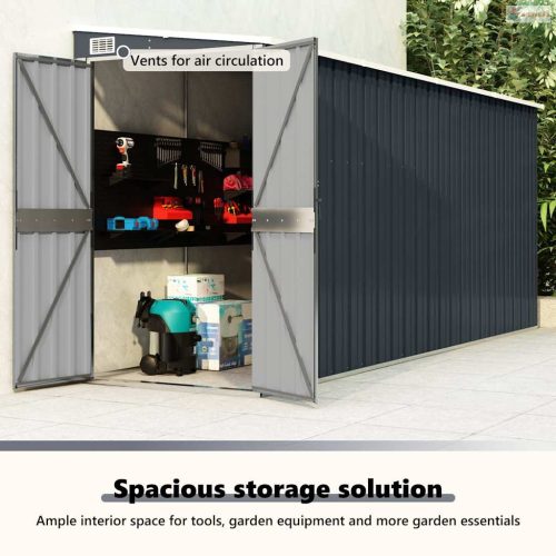 Antracitszürke acél falhoz erősíthető fészer 118 x 382 x 178 cm