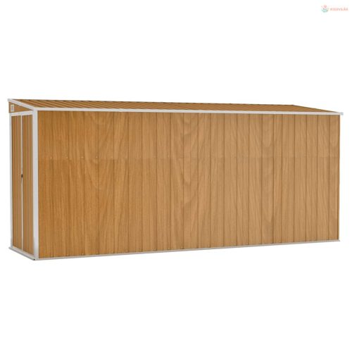 Barna színű, falra szerelhető kerti fészer 118 x 382 x 178 cm horganyzott acélból