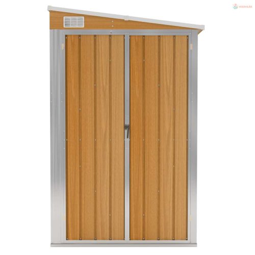 Barna színű, falra szerelhető kerti fészer 118 x 382 x 178 cm horganyzott acélból