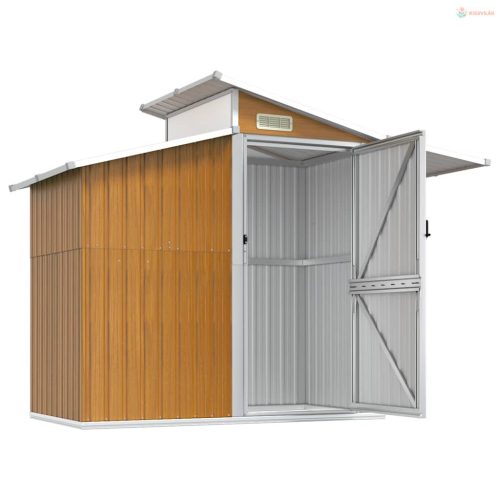 Barna horganyzott acél kerti fészer 270 x 130 x 208,5 cm