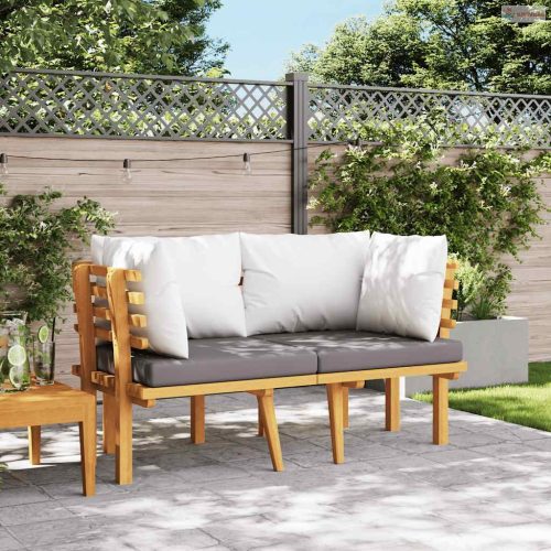 2 személyes tömör akácfa kerti kanapé párnával
