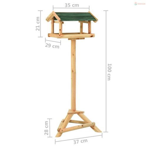 Tömör fenyőfa madáretető állvánnyal 37 x 28 x 100 cm