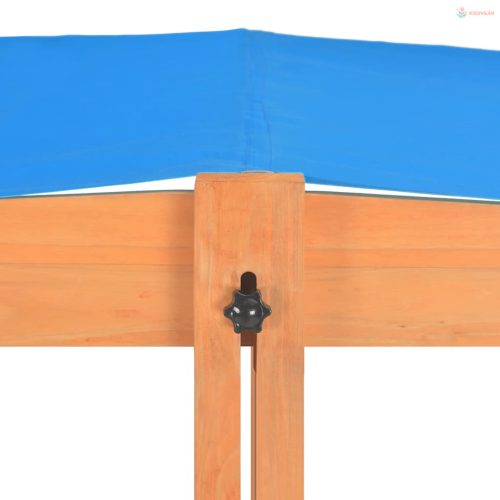 Fenyőfa homokozó állítható tetővel 115 x 115 x 115 cm
