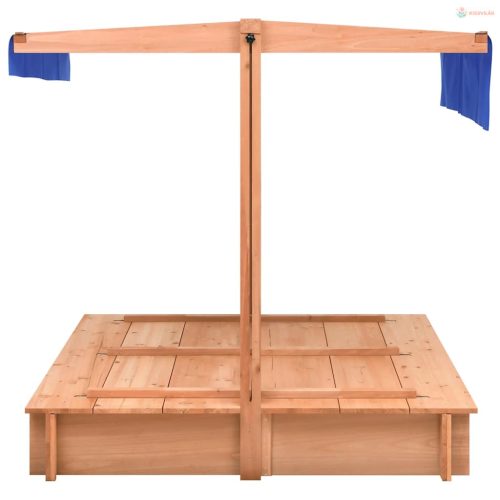 Fenyőfa homokozó tetővel 112 x 112 x 112 cm