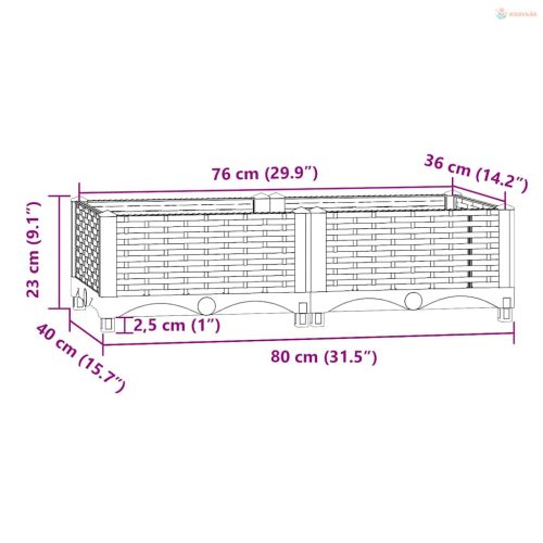 Polipropilén magaságyás 80 x 40 x 23 cm