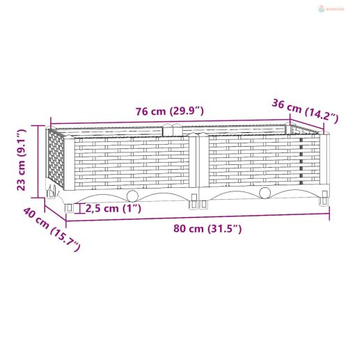 Polipropilén magaságyás 80 x 40 x 23 cm