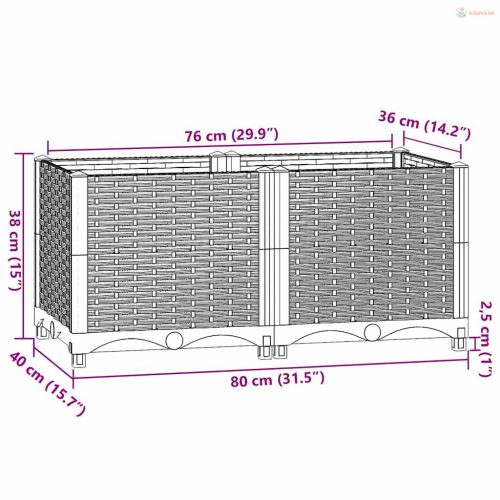 Polipropilén magaságyás 80 x 40 x 38 cm