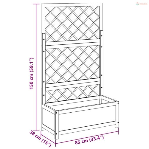 Tömör akácfa magaságyás ráccsal 85 x 38 x 150 cm