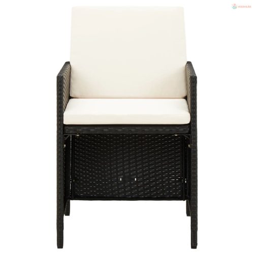 4 részes fekete kerti polyrattan szék- és zsámolyszett