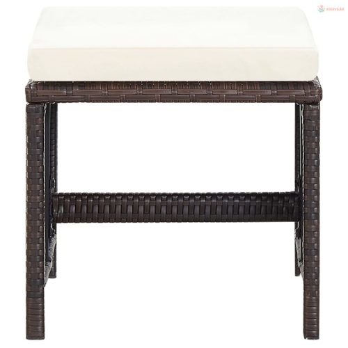 4 részes barna kerti polyrattan szék- és zsámolyszett